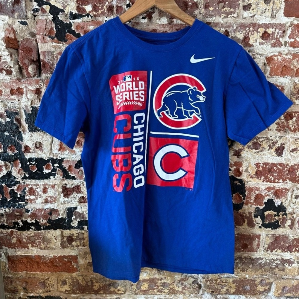 Nike Chicago Cubs Baseball MLB T-Shirt short sleeve Blue Tee Womens Medium